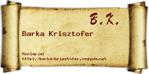 Barka Krisztofer névjegykártya